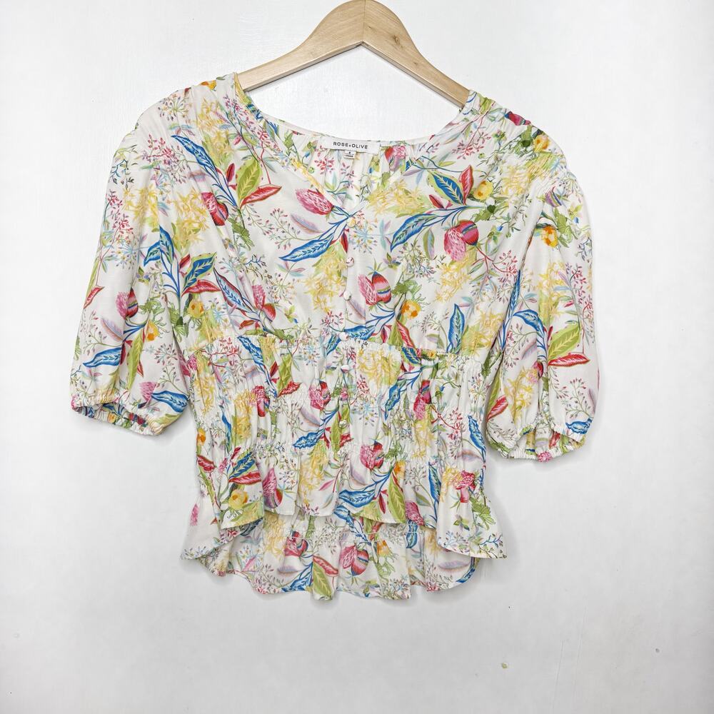 ROSE & OLIVE Floral Smocked Top